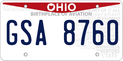 OH license plate GSA8760