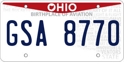 OH license plate GSA8770