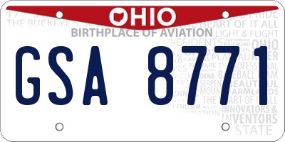 OH license plate GSA8771