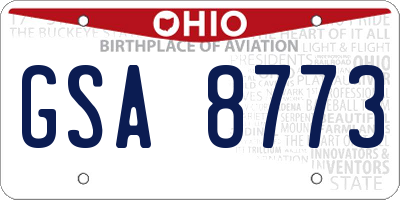 OH license plate GSA8773