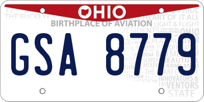 OH license plate GSA8779