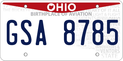 OH license plate GSA8785