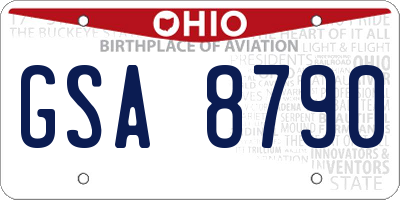 OH license plate GSA8790