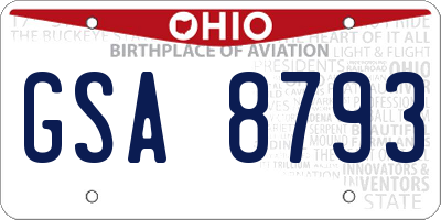 OH license plate GSA8793