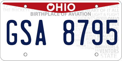 OH license plate GSA8795