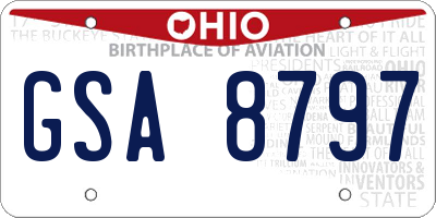 OH license plate GSA8797