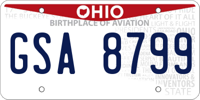 OH license plate GSA8799