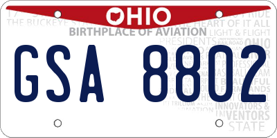 OH license plate GSA8802