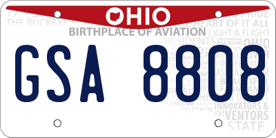 OH license plate GSA8808