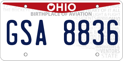 OH license plate GSA8836