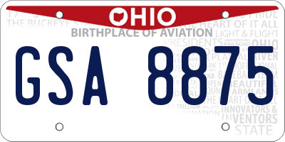 OH license plate GSA8875