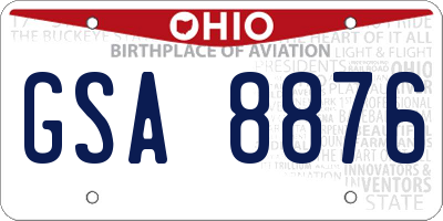OH license plate GSA8876