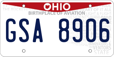 OH license plate GSA8906