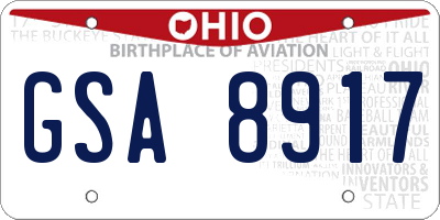OH license plate GSA8917