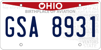 OH license plate GSA8931