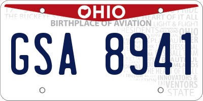 OH license plate GSA8941