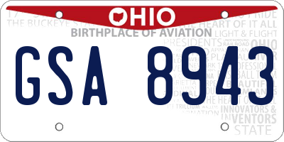 OH license plate GSA8943