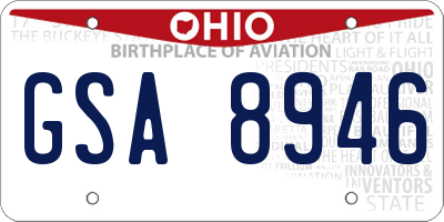 OH license plate GSA8946