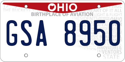 OH license plate GSA8950