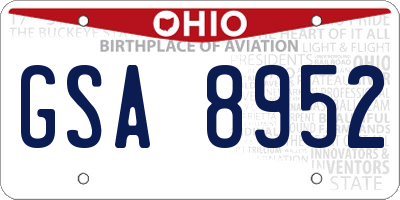 OH license plate GSA8952