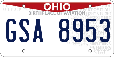 OH license plate GSA8953