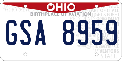 OH license plate GSA8959