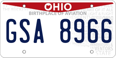 OH license plate GSA8966