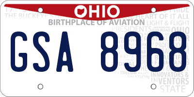 OH license plate GSA8968