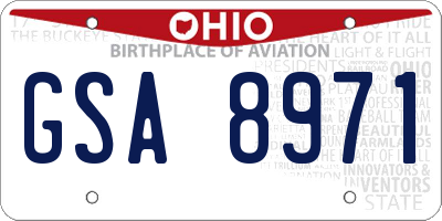 OH license plate GSA8971