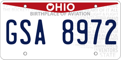 OH license plate GSA8972