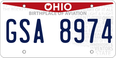 OH license plate GSA8974