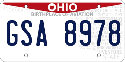 OH license plate GSA8978