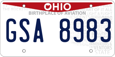 OH license plate GSA8983