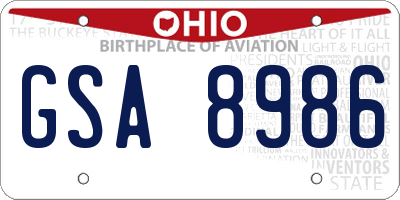 OH license plate GSA8986