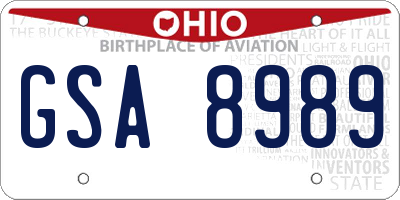 OH license plate GSA8989