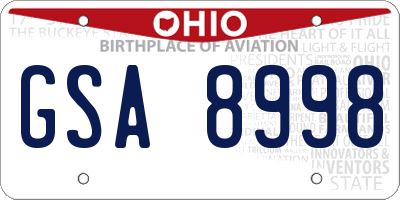 OH license plate GSA8998