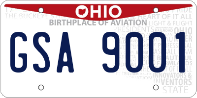 OH license plate GSA9001