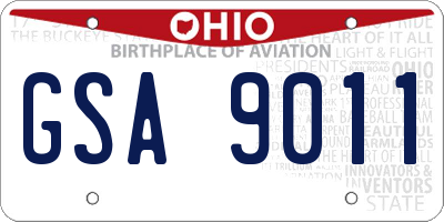 OH license plate GSA9011