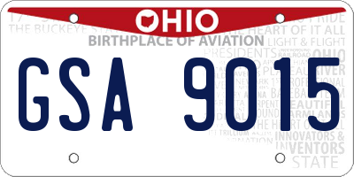 OH license plate GSA9015