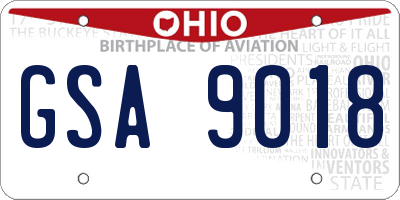 OH license plate GSA9018