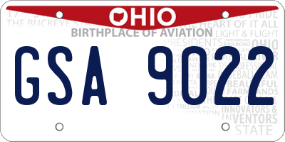 OH license plate GSA9022