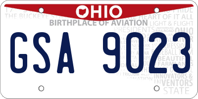 OH license plate GSA9023