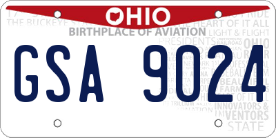 OH license plate GSA9024