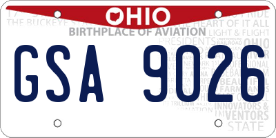 OH license plate GSA9026