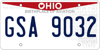 OH license plate GSA9032