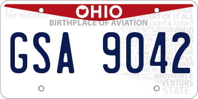 OH license plate GSA9042