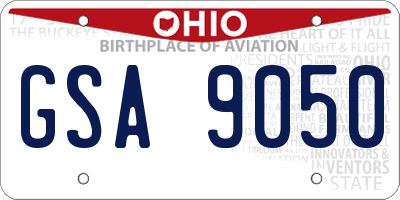 OH license plate GSA9050