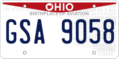 OH license plate GSA9058