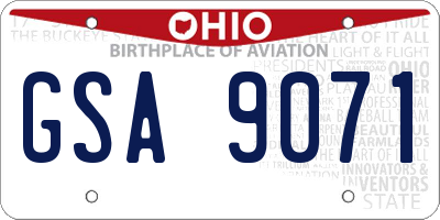 OH license plate GSA9071