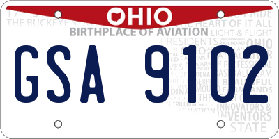 OH license plate GSA9102